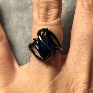 Sterling Silver Ring with Simulated Sapphire